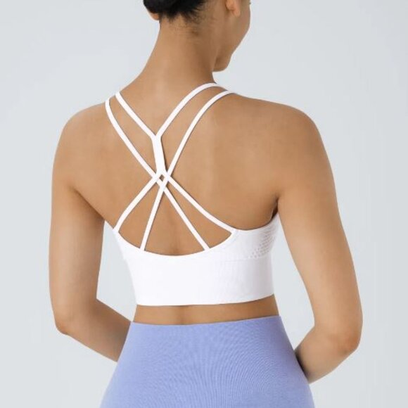 Halara Seamless Flow Low Support Ruched Double Straps Backless Crisscross Sports - Picture 8 of 10